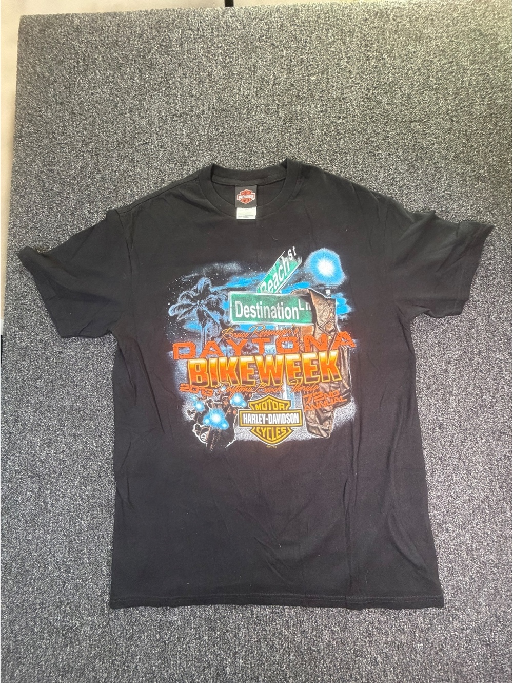 Bruce Rossmeyer’s Harley-Davidson 2013 Daytona Bike Week T-Shirt Size L Black